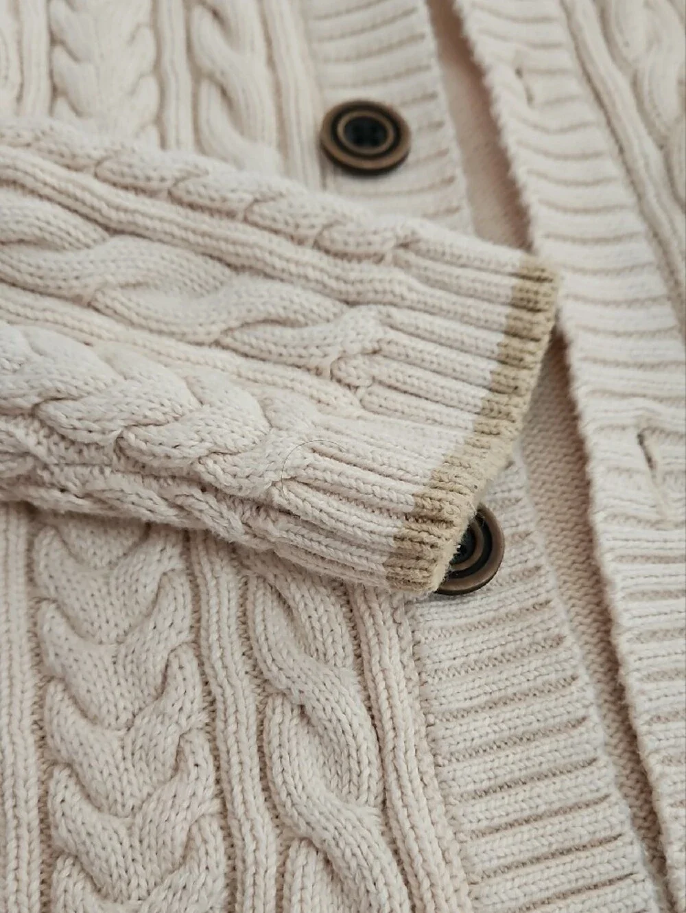Gymboree Cream Cable Knit Shawl Collar Button Cardigan